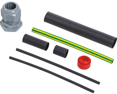 Representative image of CE20-01 heat shrink kit with gland, insert and heat shrink to connect self-regulating cable.