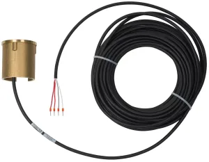 Coiled length of 4 core cable terminated with ferrules at one end and a cylindrical brass sensor on the other.