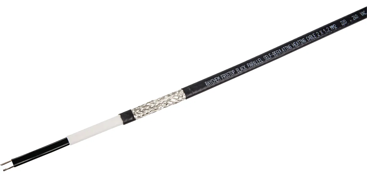 A straight length of Raychem Frostop Black self-regulating cable
