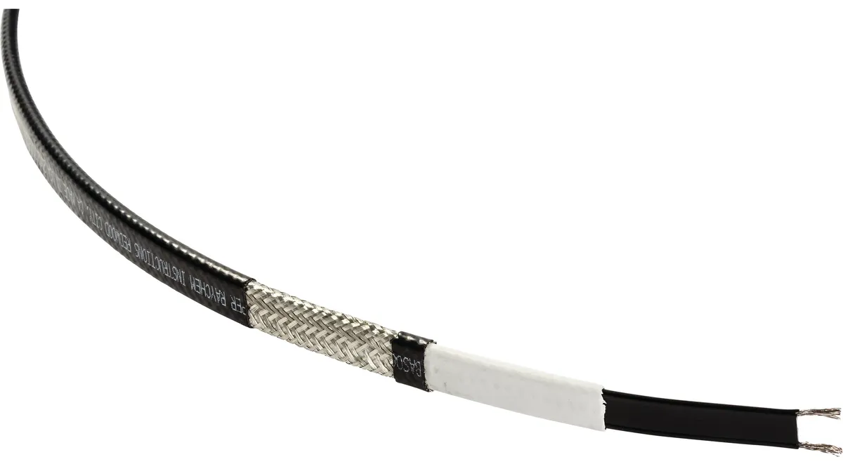 Raychem IceStop GM-2X self-regulating cable coiled, black in colour.