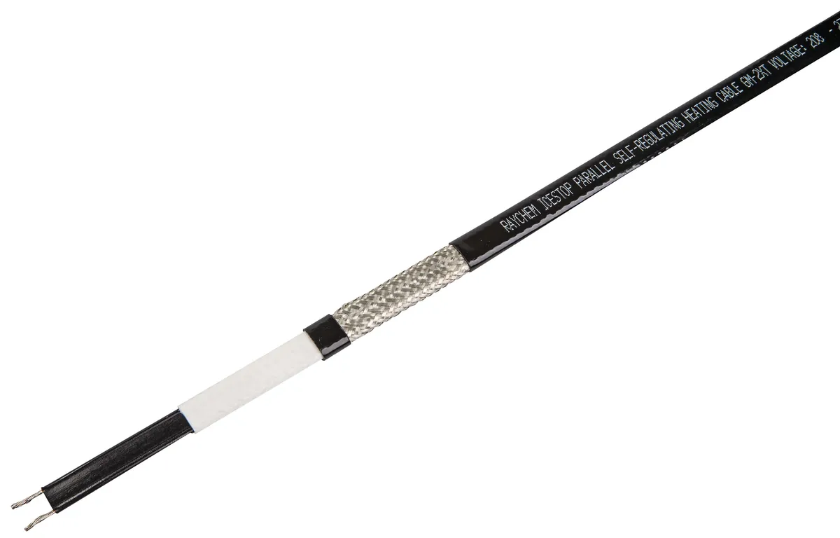 Raychem IceStop GM-2XT self-regulating cable straightened, black in colour.