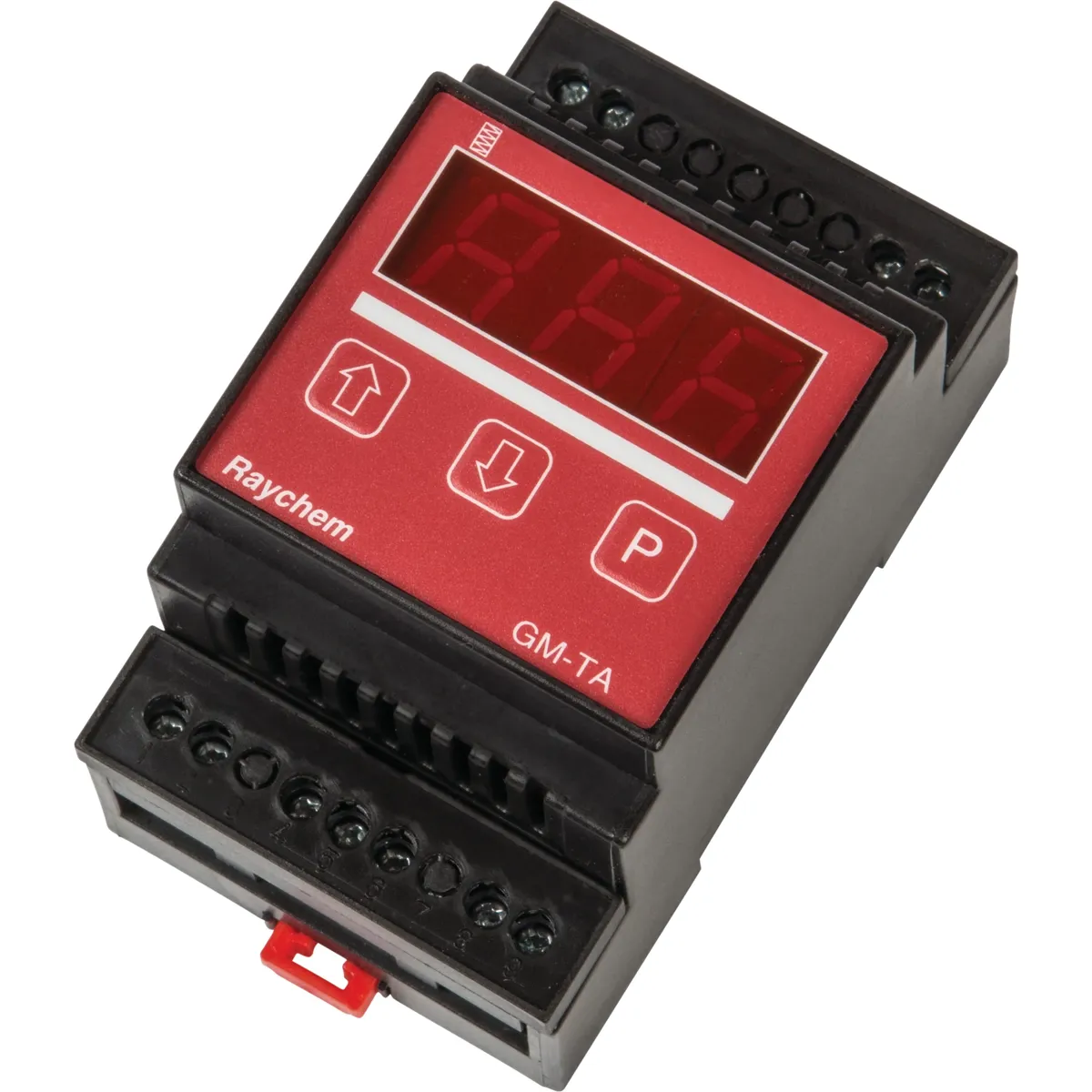 GM-TA controller.  A red and black box with screw terminals and digital readout.