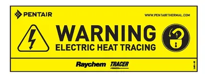 Yellow warning label indicated the danger of electric cable being used.