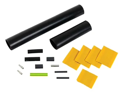 VIA-CE1 heat shrink splice consisting of butt-splice terminals and heat shrink tubing.