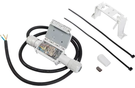 RayClic power connection with cold lead input and a single output with mounting bracket and included end seal.
