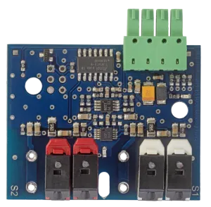 SMTF130DI module: printed circuit board with a four way phoenix style connector and four terminals for cable connections.